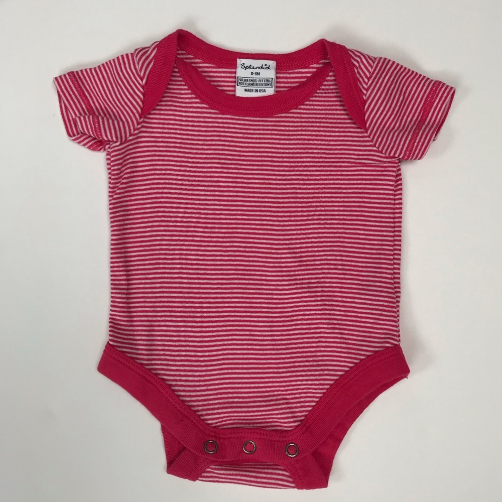 Splendid pink and white onesie, 0-3 mo